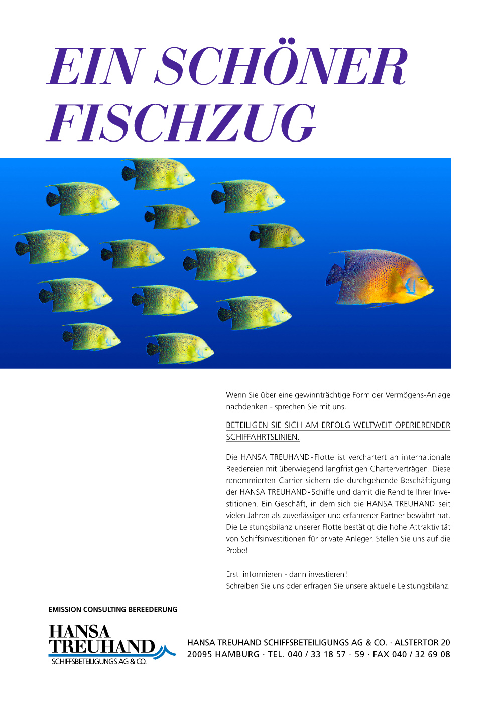 Abbildung Anzeige, Slogan: Ein schöner Fischzug