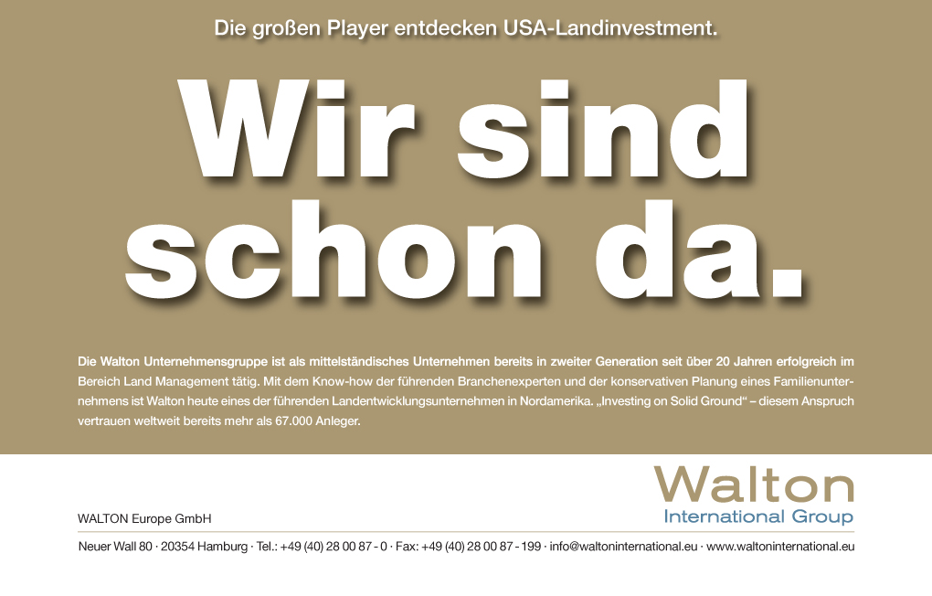 Walton-Anzeige, Slogan: Wir sind schon da.